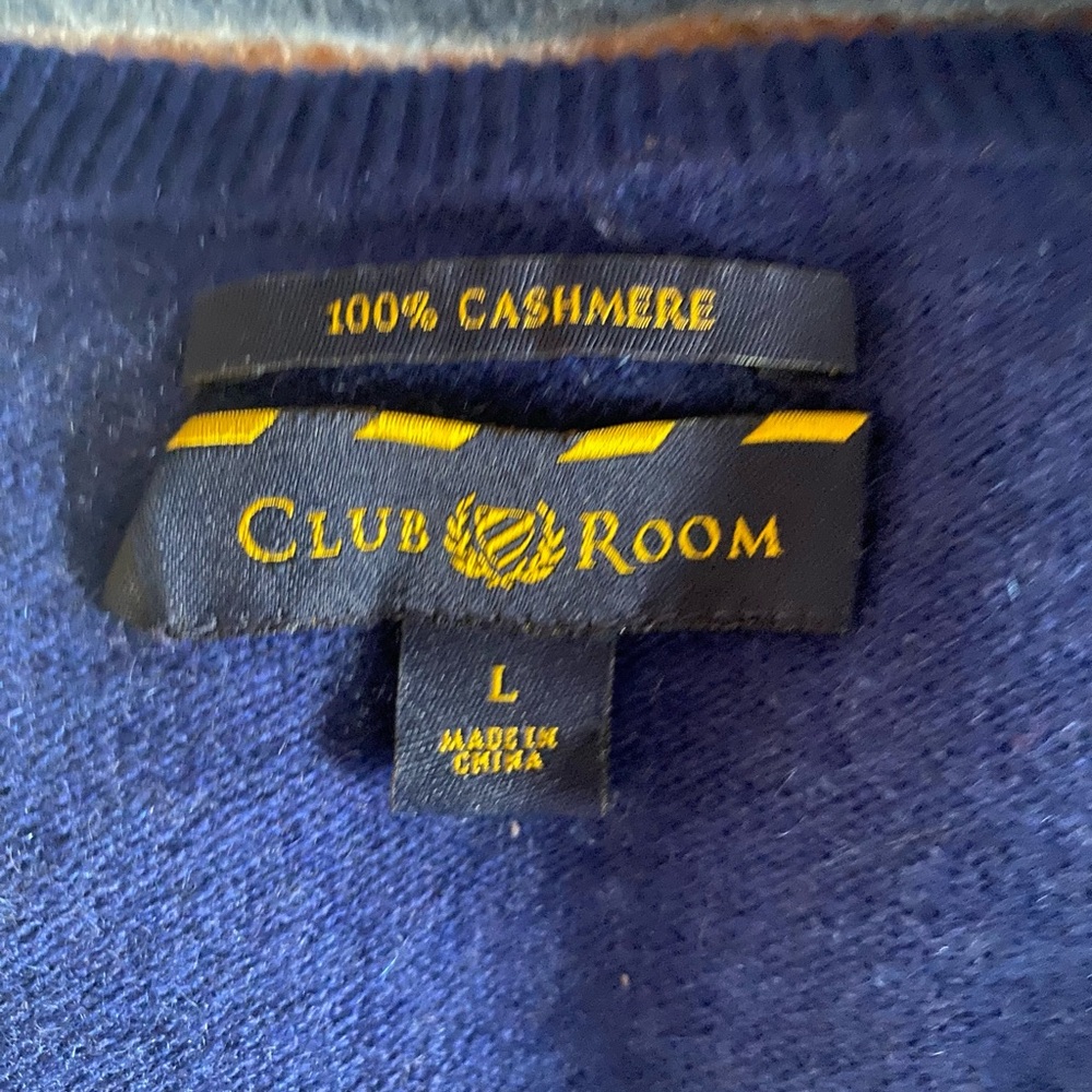 Set of 2 Club Room V-Neck 100% cashmere Sweaters sz L blue - Picture 2 of 11